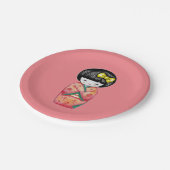 Kokeshi Doll - Kimono Geisha Girl Pappteller (Schrägansicht)