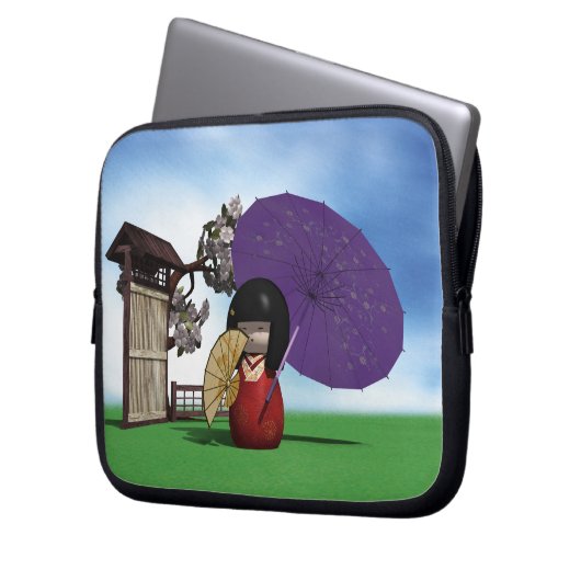 Kokeshi Doll Laptopschutzhülle (Vorderseite Links)