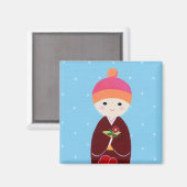 Kokeshi Doll mit Kamelien Magnet (Vorderseite/Rückseite)