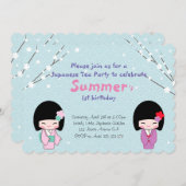 Kokeshi Doll Party Einladung (Vorne/Hinten)