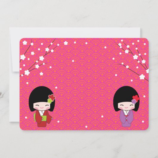 Kokeshi Doll Party Einladung (Rückseite)