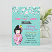 Kokeshi Doll Party Einladung (Stehend Vorderseite)