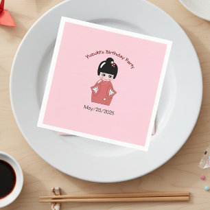 Kokeshi Doll - personalisierter Geburtstag Serviette