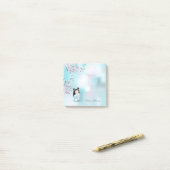 Kokeshi Doll Pink Gray Monogram Post-it Notes Klebezettel (Auf Schreibtisch)