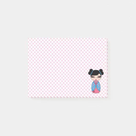 Kokeshi Doll Pink Post-it® Notes 4 x 3 Post-it Klebezettel (Vorderseite)