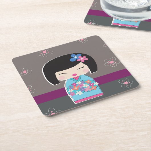 Kokeshi-Doll Rechteckiger Pappuntersetzer (angewinkelt)