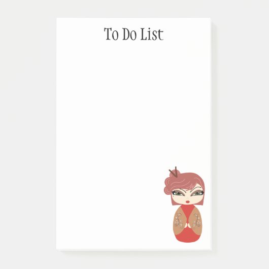 Kokeshi Doll Red 3" x 3" Post-it® Notes Post-it Klebezettel (Vorderseite)