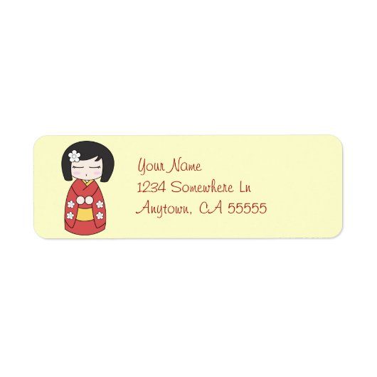 Kokeshi Doll Return Address Label (Vorne)