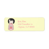 Kokeshi Doll Return Address Label (pink) (Vorne)