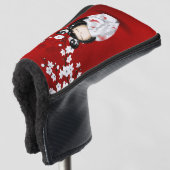 Kokeshi Doll Schwarz-weiße Kirschblüten Golf Headcover (3/4 Vorderseite)