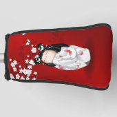 Kokeshi Doll Schwarz-weiße Kirschblüten Golf Headcover (Vorderseite)