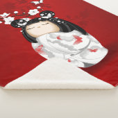 Kokeshi Doll Schwarz-weiße Kirschblüten Sherpadecke (3/4)