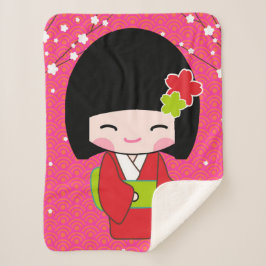 Kokeshi Doll sherpa baby Blanket Sherpadecke