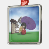 Kokeshi Doll Silbernes Ornament (Links)