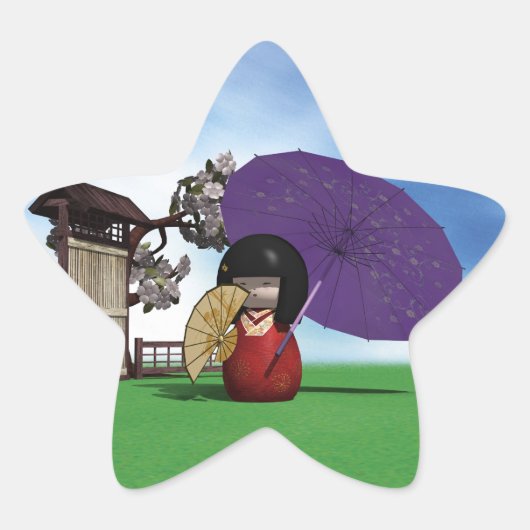 Kokeshi Doll Stern-Aufkleber (Vorderseite)