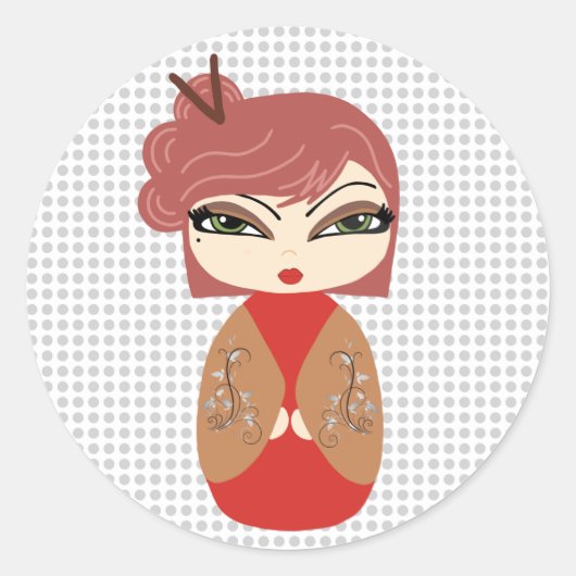 Kokeshi Doll Sticker (Vorderseite)