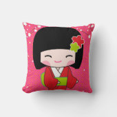 Kokeshi Doll Throw Pillow Kissen (Vorderseite)