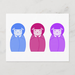 Kokeshi Doll Trio Postkarte