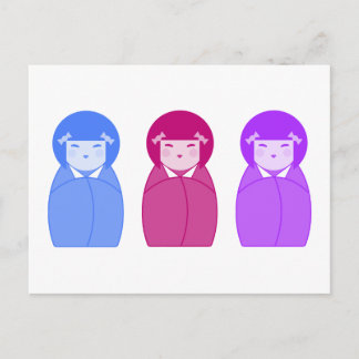 Kokeshi Doll Trio Postkarte