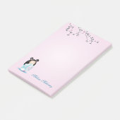 Kokeshi Doll Turquoise Pink Monogram Post-it Notes Post-it Klebezettel (angewinkelt)