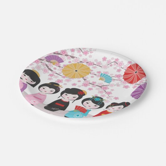 Kokeshi Dolls Pappteller (Schrägansicht)