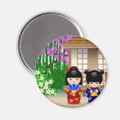 Kokeshi Dolls und Teahouse Magnet (Vorderseite/Rückseite)