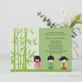 Kokeshi Friends Einladung (Stehend Vorderseite)