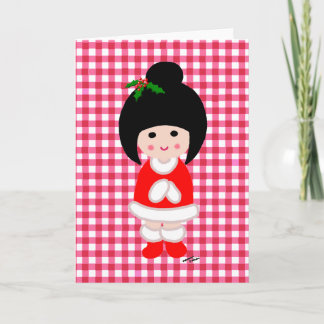Kokeshi Girl Christmas Feiertagskarte