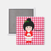Kokeshi Girl Christmas Magnet (Vorderseite/Rückseite)