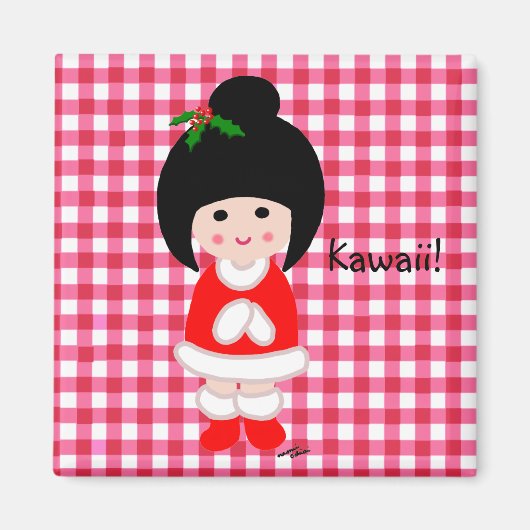 Kokeshi Girl Christmas Magnet (Vorne)