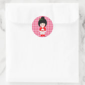Kokeshi Girl Christmas Runder Aufkleber (Tasche)