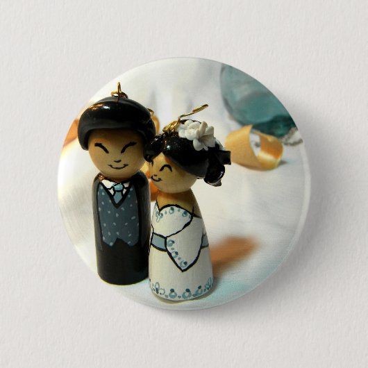Kokeshi Hochzeit I Button (Vorderseite)