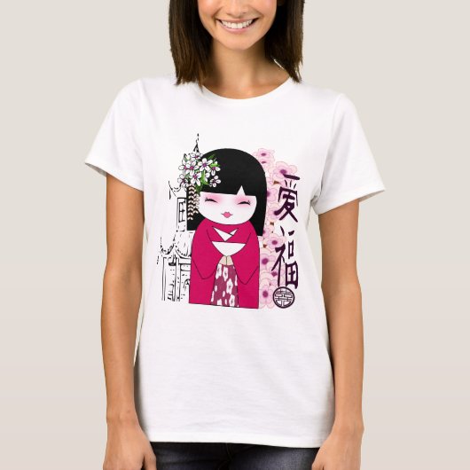 Kokeshi, japanische Puppe, こけし T-Shirt (Vorderseite)