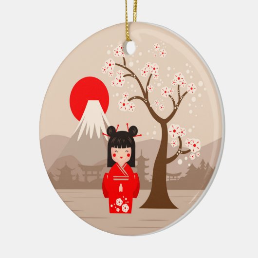 Kokeshi - Japanische Puppe Keramik Ornament (Links)