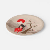 Kokeshi - Japanische Puppe Pappteller (Schrägansicht)