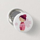 Kokeshi Kirschblüte Button (Vorne & Hinten)