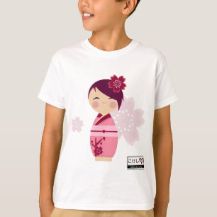 Kokeshi Kirschblüte das T-Shirt Kinder