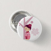 Kokeshi Kirschblüte und Kirschbaum-Button Button (Vorne & Hinten)