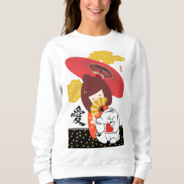 KOKESHI LIEBE Chow-Hund Furoshiki Valentinstag Sweatshirt