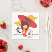 KOKESHI LOVE  Chow dog heart  Serviette (Beispiel)