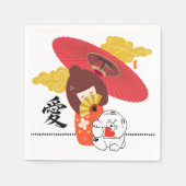 KOKESHI LOVE  Chow dog heart  Serviette (Vorderseite)