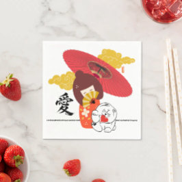 KOKESHI LOVE  Chow dog heart  Serviette