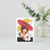 KOKESHI LOVE  Chow dog heart valentine Begleitkarte (Stehend Vorderseite)