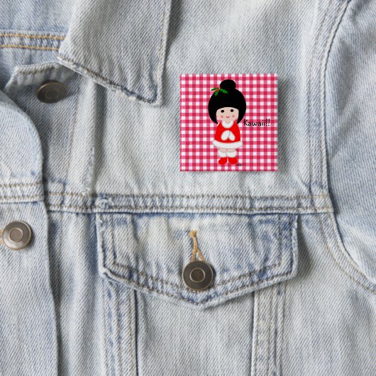 Kokeshi Mädchen-Weihnachten Button (Beispiel)