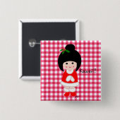 Kokeshi Mädchen-Weihnachten Button (Vorne & Hinten)