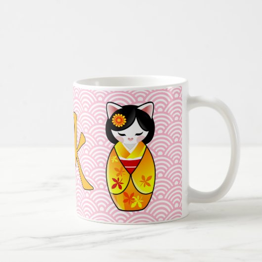 Kokeshi Maneki Neko japanische glückliche Katze Kaffeetasse (Rechts)