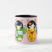 Kokeshi Maneki Neko japanische glückliche Katze Tasse (Zentrum)