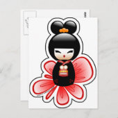 kokeshi-mickey-sfondo-t postkarte (Vorne/Hinten)