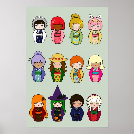 Kokeshi Months Poster (Vorne)