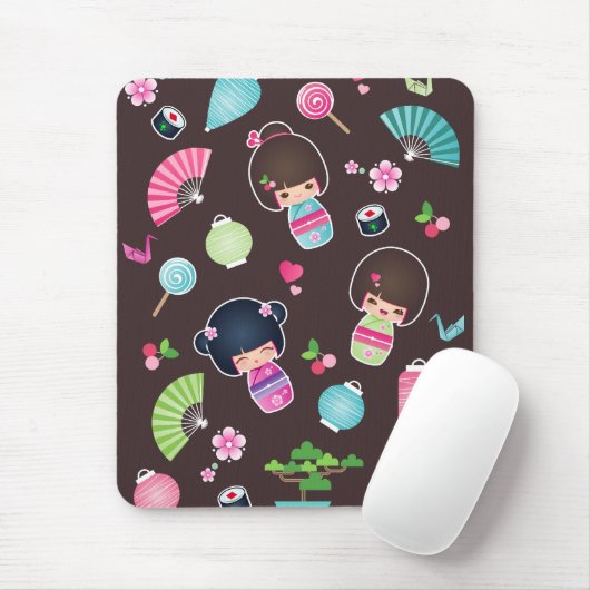 Kokeshi Muster Mousepad (Mit Mouse)